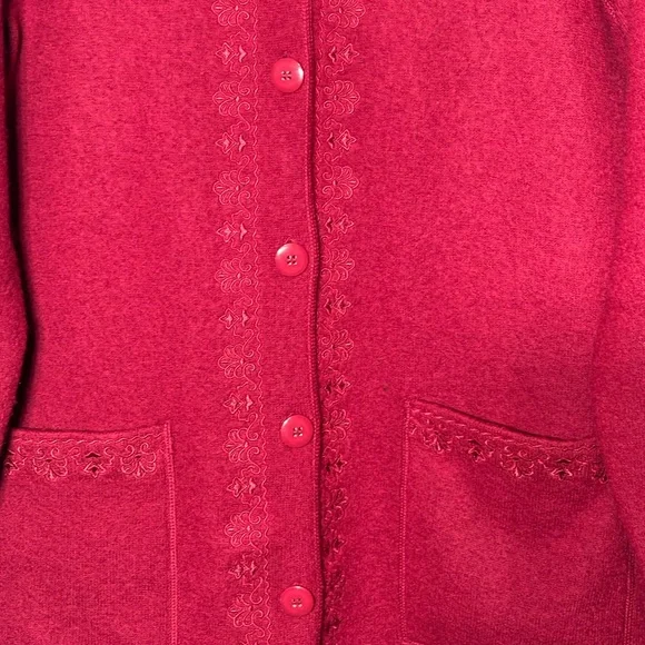 Deep Red -Cardigan Sweater/CAR COAT Size L- GREAT FOR HOLIDAYS-holiday-core - Picture 6 of 12